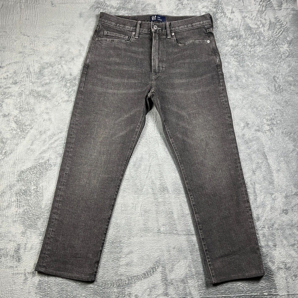 Gap Jeans Mens 32x26 Dark Gray Whiskered Denim Straight Leg 1969
